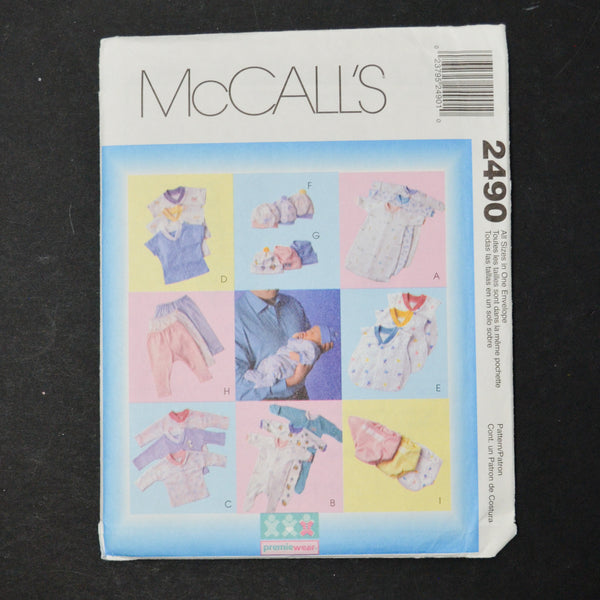 McCall's 2490 Preemie/Infants' Layette Sewing Pattern - All Sizes