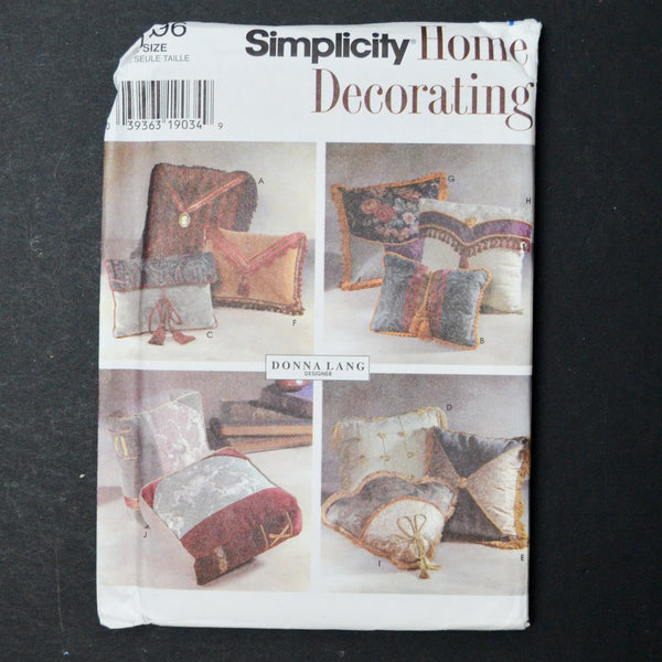 Simplicity Home Decorating 7196 Decorative Pillows Sewing Pattern