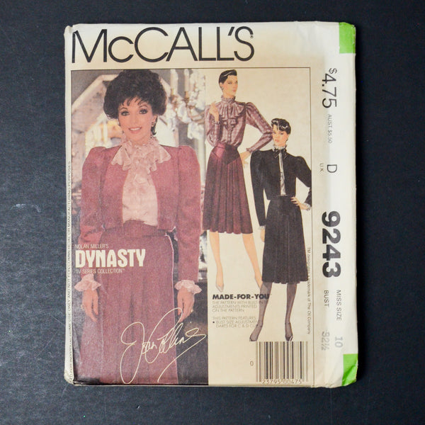 McCall's 9243 Misses' Jacket, Blouse, Skirt and Belt Sewing Pattern - Size 10