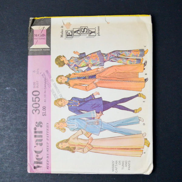 McCall's 3050 Misses' Caftan or Tunic and Pants Sewing Pattern - Size 6