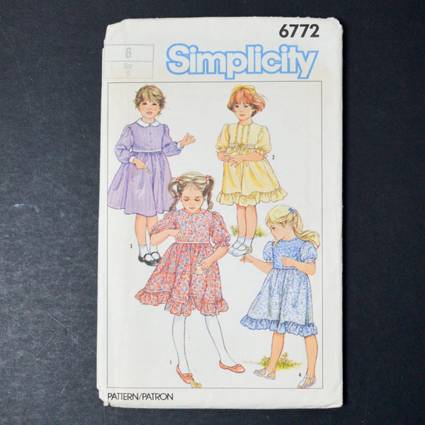 Simplicity 6772 Child's Dress Sewing Pattern - Size 6