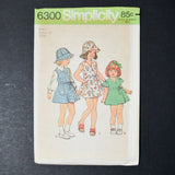 Simplicity 6300 Child's Front-Wrap Dress or Jumper and Hat Sewing Pattern - Size 4