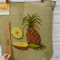 Pineapple Vintage Preworked Needlepoint Canvas - 19" x 18"