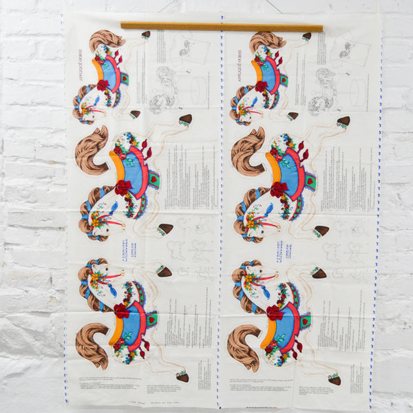 Carousel Horse Applique + Wall Hanging Cut and Sew Fabric Panel - 36" x 44"