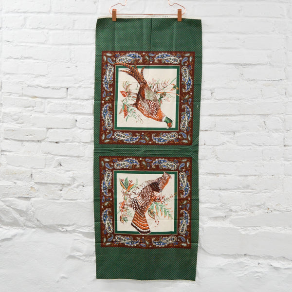 Bird + Paisley Print Fabric Panel - 18" x 44"