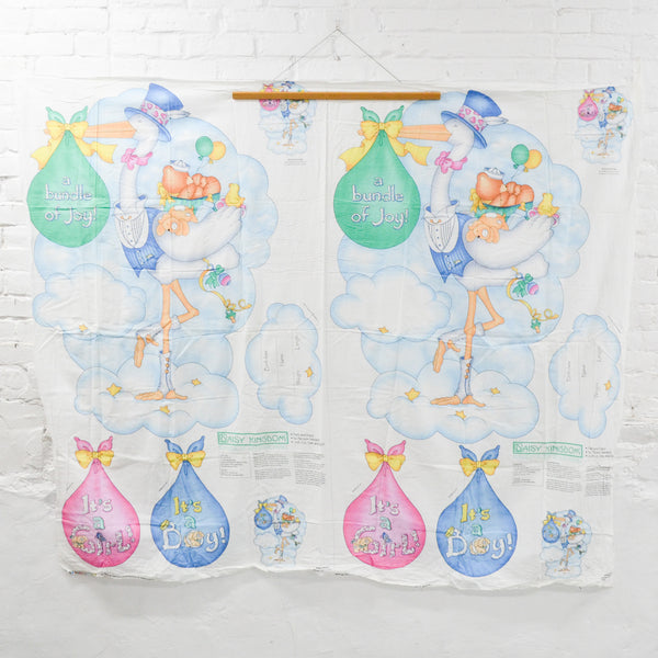 Daisy Kingdom Bundle of Joy Stork Hanging + Applique Fabric Panel - 54" x 64"