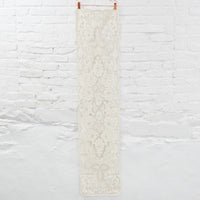 Tan + White Floral Embellished Lace Runner - 15" x 64"