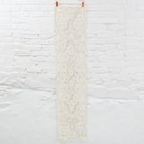 Tan + White Floral Embellished Lace Runner - 15" x 64"
