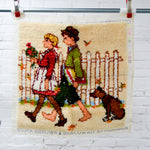 Kids with Dog Latch-Hooked Panel - 30" x 28"
