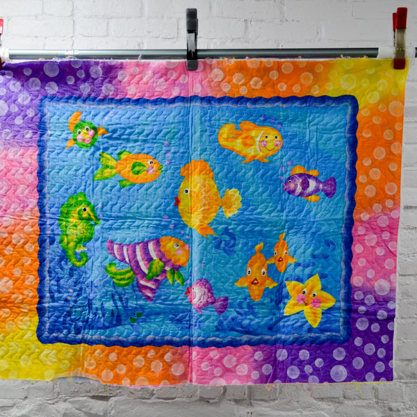 Unfinished Fish Quilt - 33" x 43"
