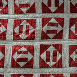 Vintage Brick Red + Tan Quilt - 39" x 53"