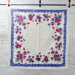 Vintage Red + Blue Floral Tablecloth - 46" x 47"