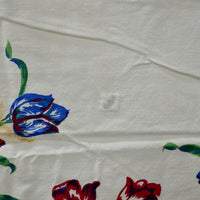 Vintage Red + Blue Floral Tablecloth - 46" x 47"