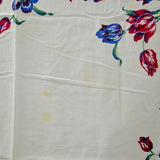 Vintage Red + Blue Floral Tablecloth - 46" x 47"