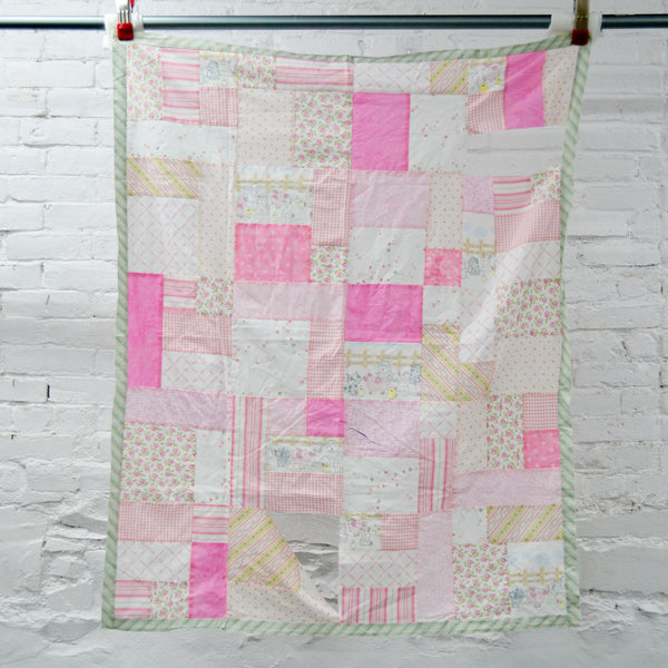 Pink Pieced Quilt Top - 38" x 46"