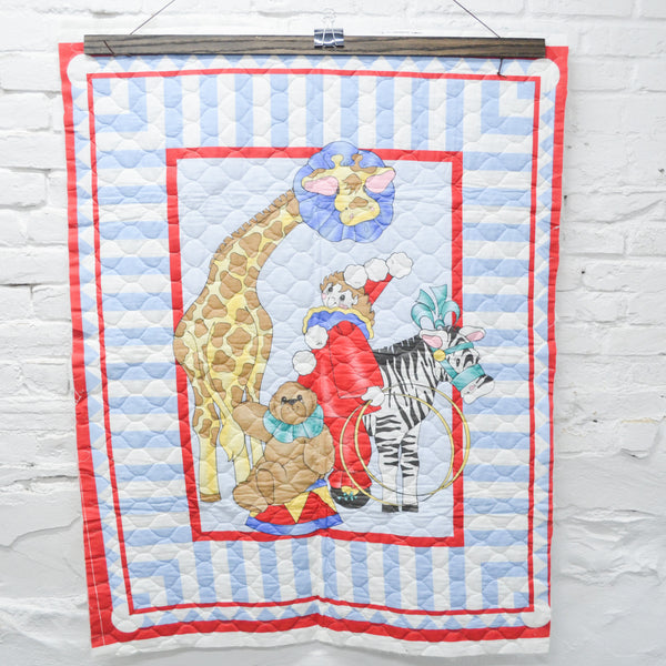Daisy Kingdom Circus Clown + Animals Print Quilted Blanket - 35" x 45"