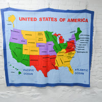 USA Fleece Map Print Panel - 50" x 60"