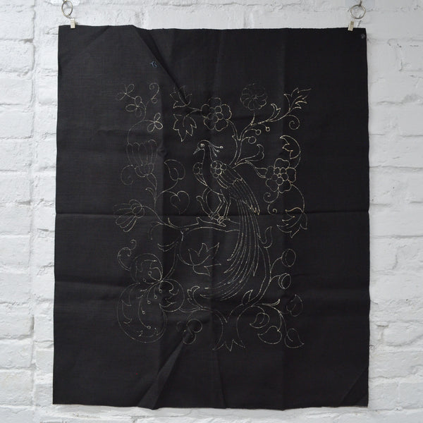 Black Woven Fabric Pillow, Stamped for Embroidery - 30" x 50"