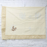 Off-White Tablecloth with Lace Edge + Printed Cross Stitch Pattern - Partially Stitched - 70" x 92"