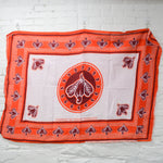Red + Orange Cashew Plant African Wax Print Fabric Panel - 39" x 58"