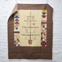 Stenciled + Quilt Print Christmas Tree Fabric Panel - 36" x 45"