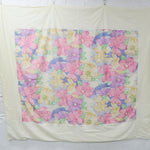 Pink + Purple Large Floral Print Woven Fabric Panel with White Border - 66" x 78"