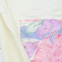 Pink + Purple Large Floral Print Woven Fabric Panel with White Border - 66" x 78"