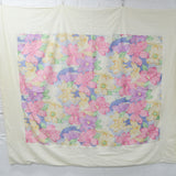 Pink + Purple Large Floral Print Woven Fabric Panel with White Border - 66" x 78"