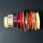 Pastel Yellow, Burnt Orange + Burgundy Ribbon Bundle - 8 Spools