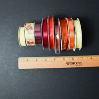 Pastel Yellow, Burnt Orange + Burgundy Ribbon Bundle - 8 Spools