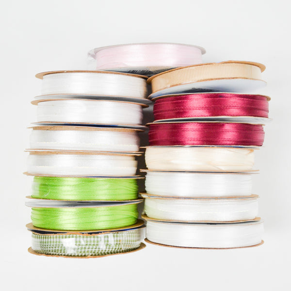 White, Red + Green Ribbon - 15 Spools