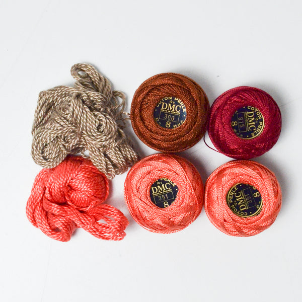 Red + Pink DMC Thread Perle Cotton Bundle - 6 Spools