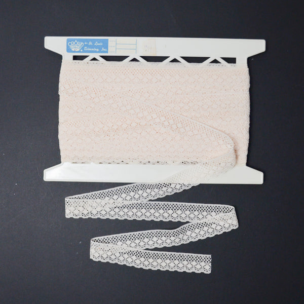 Light Beige/Pink Vintage Lace Trim - 1 Spool