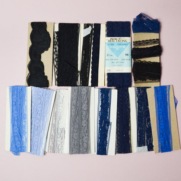 Black + Blue Lace Hem Facing Bundle