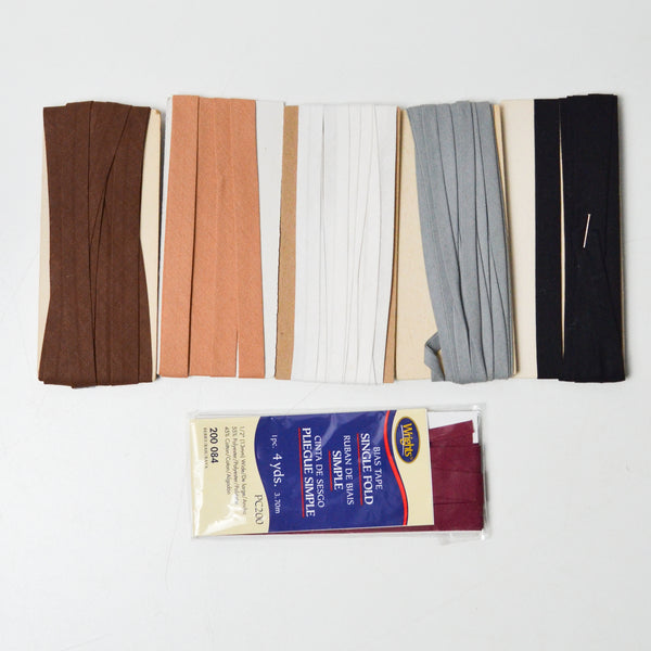 Neutral + Burgundy Single Fold Bias Tape Bundle