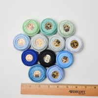 Blue + Green DMC Pearl Cotton Thread Bundle - 12 Spools