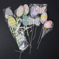Painted Wooden Easter Eggs on Wire Sticks
