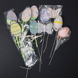 Painted Wooden Easter Eggs on Wire Sticks