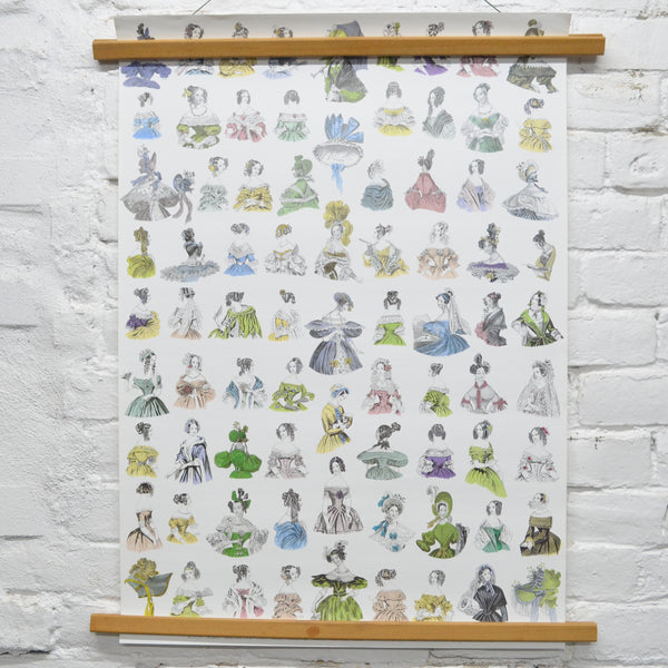 Fashion Plates Circa 1830-1845 Poster or Wrapping Paper Sheet - 19.5" x 27.5"