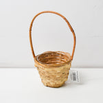 5" Round Lacquered Bamboo Basket with Plastic Liner