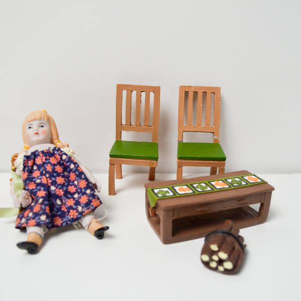 Vintage Doll + Living Room Furniture Set