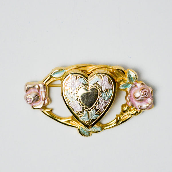 Gold Heart Locket Pin