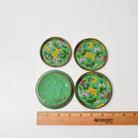 Green Floral Cloisonne Trinket Dishes - Set of 4