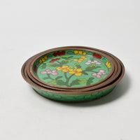 Green Floral Cloisonne Trinket Dishes - Set of 4