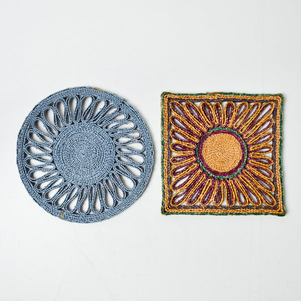 Colorful Rattan Trivets - Set of 2