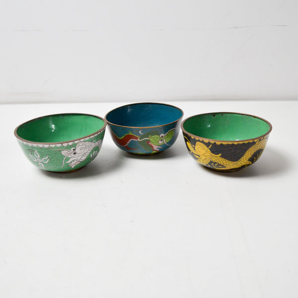 Dragon Cloisonne Tiny Bowls - Set of 3