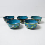 Blue + Green Cloisonne Tiny Bowls - Set of 5
