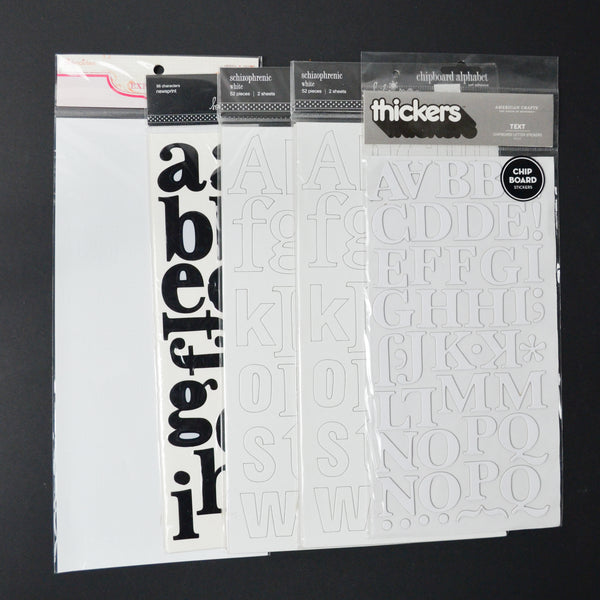 Black + White Chipboard Alphabet Sticker Bundle