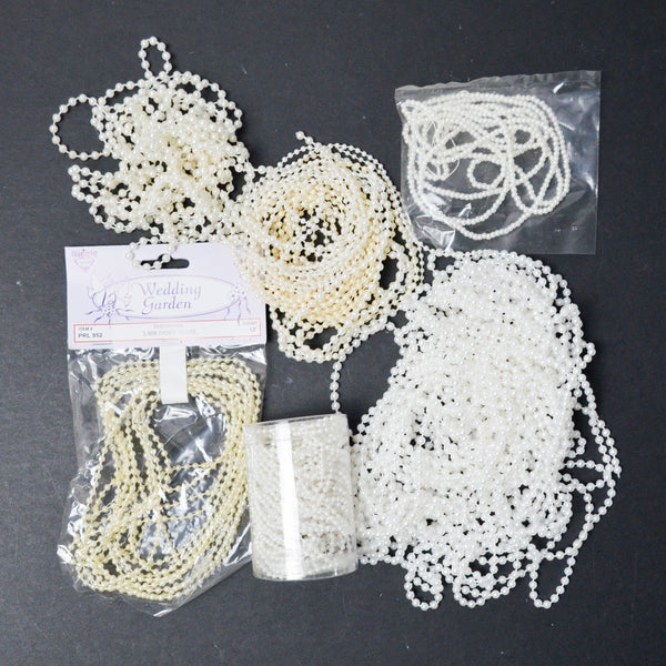 White + Cream Plastic Mini Bead Strings