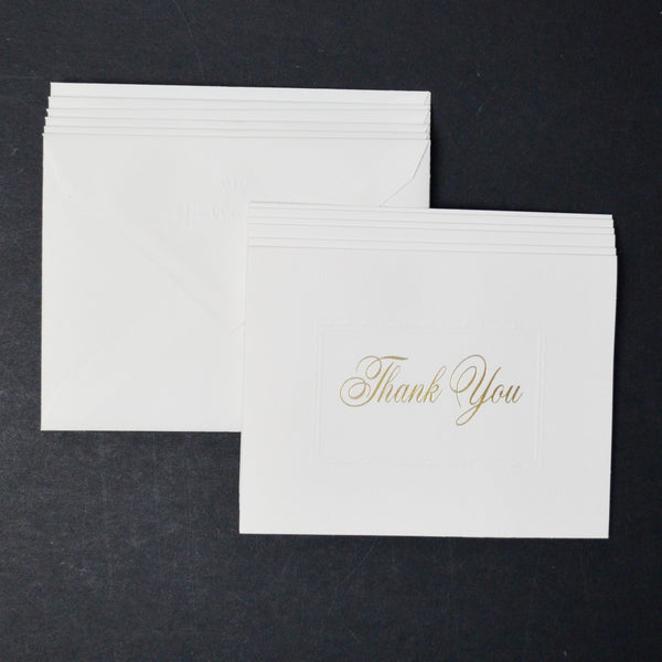 Gold + White Thank You Cards with Envelopes  - Set of 6